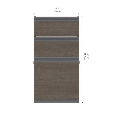 Bestar Prestige + 16W Add-On Pedestal, Bark Grey & Slate 99620-000047